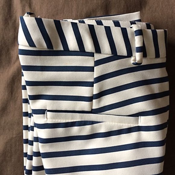Zara Basic Horizontal Stripe Blue & White Trousers Size 8 - Picture 2 of 4